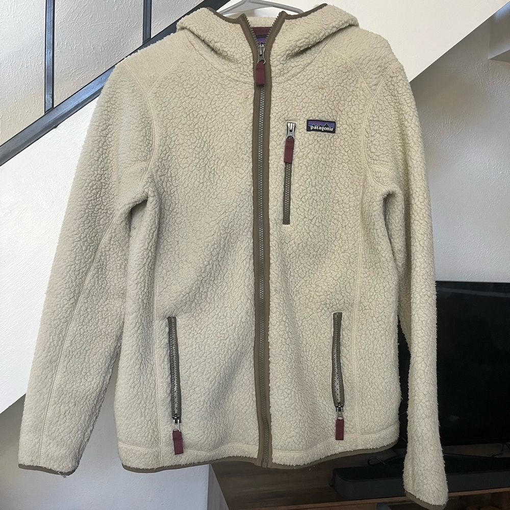 Patagonia Sherpa zip up with hoodie - women’s medium